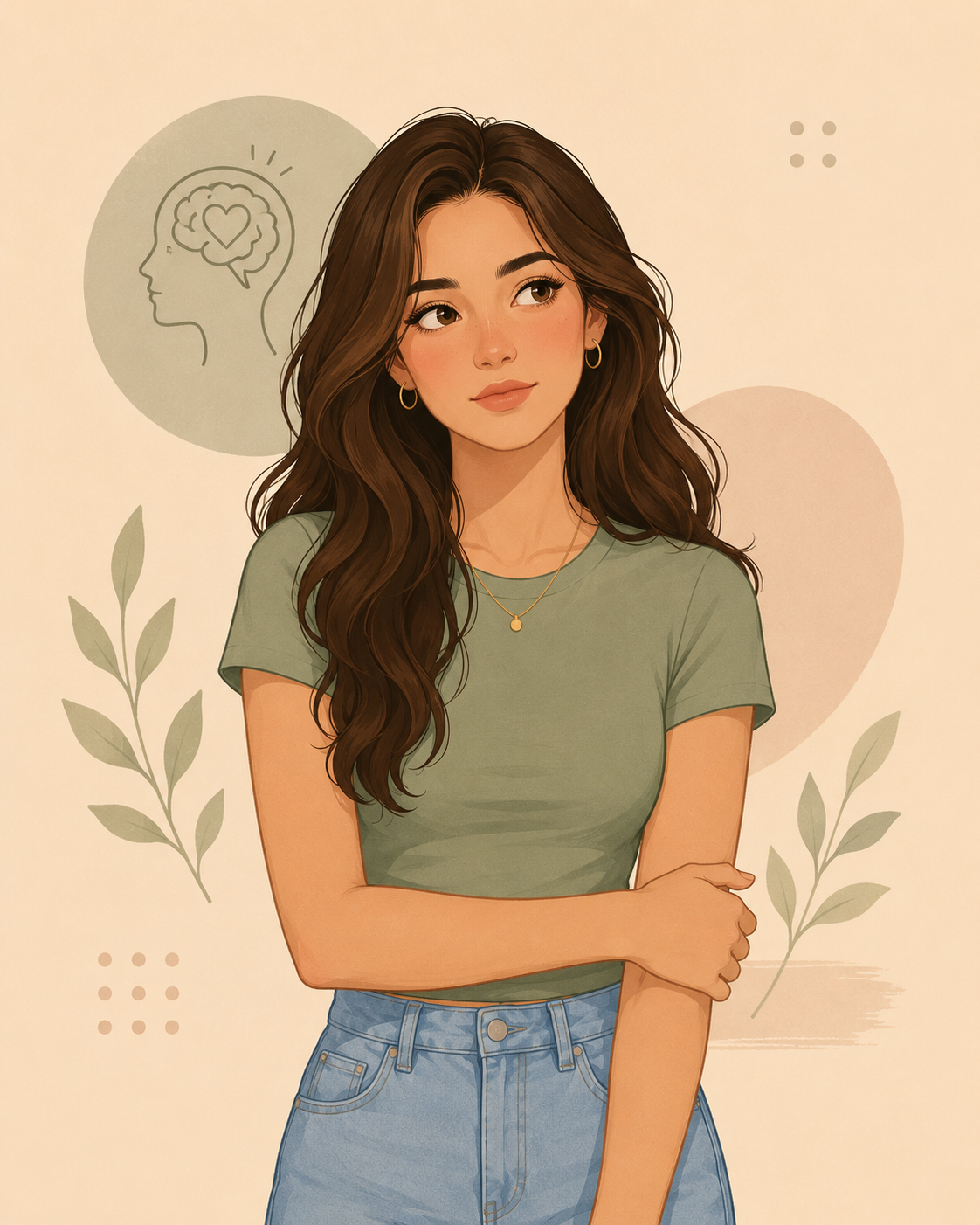 Calm thoughtful woman illustration